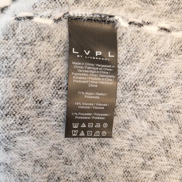 LVPL by Liverpool Black White Checkered Sweater Jacket Coat Open Front Medium - Picture 4 of 5